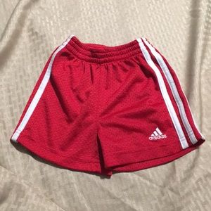 Boys red adidas shorts